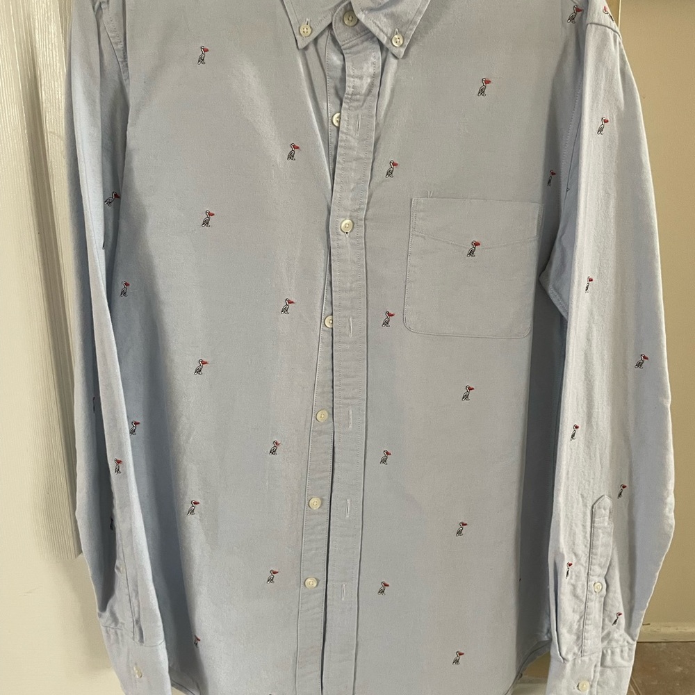 Light Blue Men's Shirt with Bird Embroidered Design